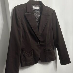 TAHARI Dark Brown Blazer with Stitching Details Size 8